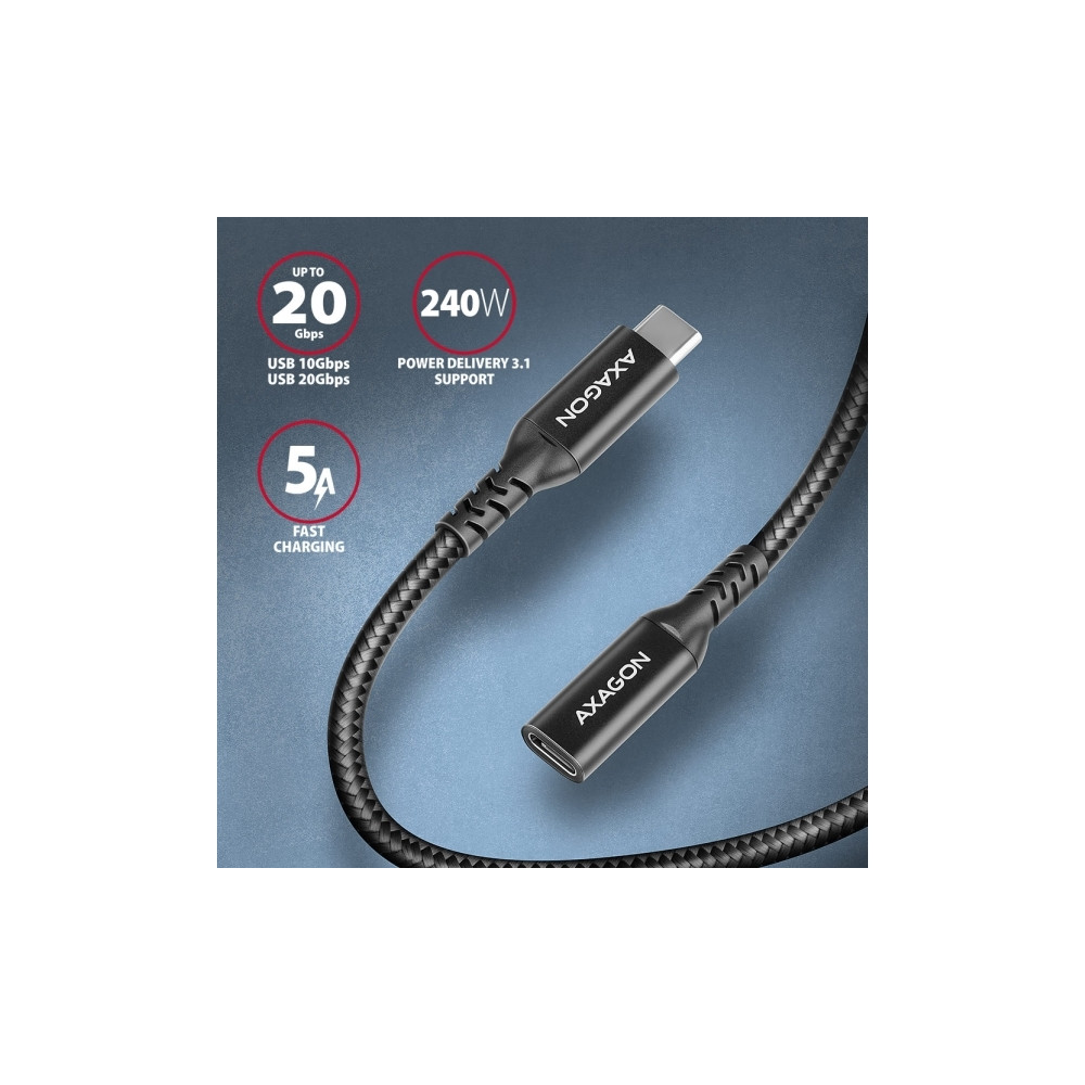 Produktbild för AXAGON BUCM32-CF05AB - USB-förlängningskabel - 24 pin USB-C till 24 pin USB-C - 50 cm