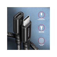 Produktbild för AXAGON BUCM32-CF05AB - USB-förlängningskabel - 24 pin USB-C till 24 pin USB-C - 50 cm