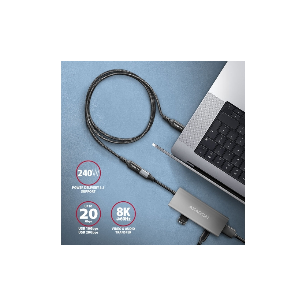 Produktbild för AXAGON BUCM32-CF05AB - USB-förlängningskabel - 24 pin USB-C till 24 pin USB-C - 50 cm