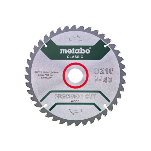 Metabo Metabo Classic Precision Cut Wood - cirkelsågblad - för plywood, mjuka träslag, lövträ, träfanér, MDF-skiva, kompositmaterial, obehandlad spånplatta