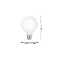Produktbild för Eglo - LED-glödlampa - form: G95 - E27 - 7 W - varmt vitt ljus - 2700 K - mjölkvit