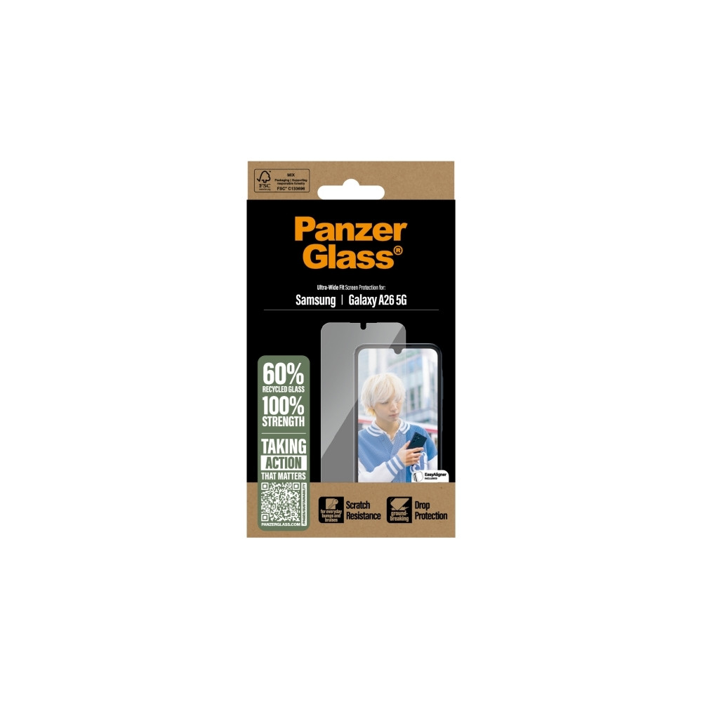 Produktbild för PanzerGlass - skärmskydd för mobiltelefon - ultrabred passning