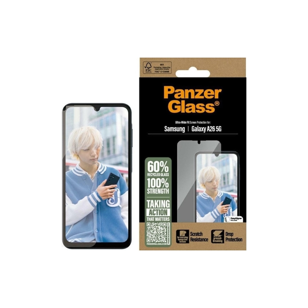 Produktbild för PanzerGlass - skärmskydd för mobiltelefon - ultrabred passning