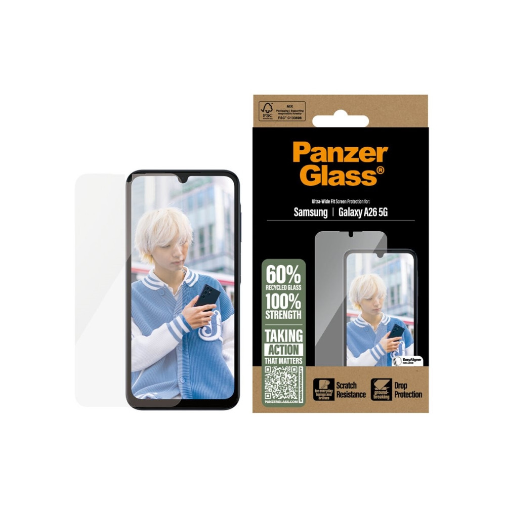 Produktbild för PanzerGlass - skärmskydd för mobiltelefon - ultrabred passning