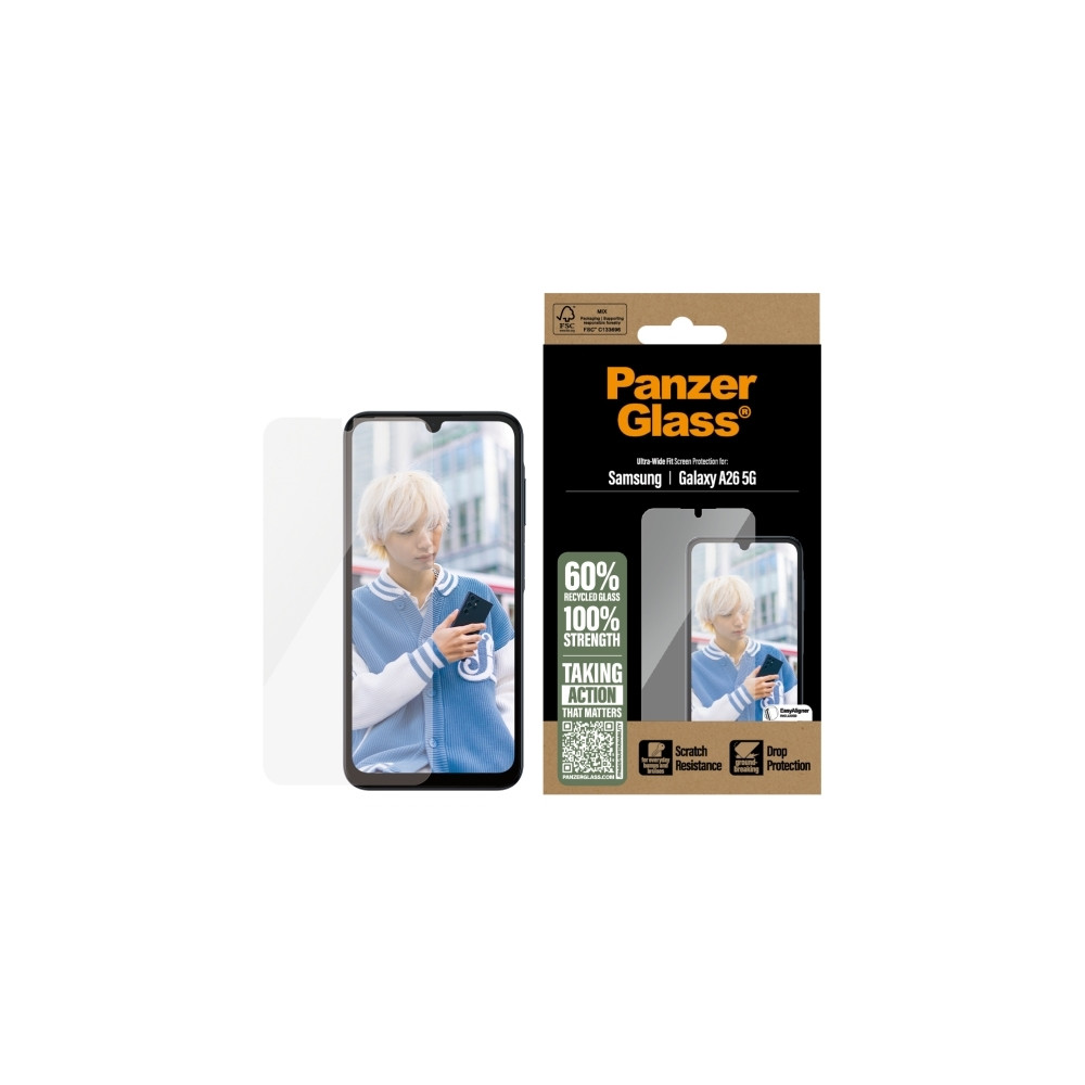 Produktbild för PanzerGlass - skärmskydd för mobiltelefon - ultrabred passning