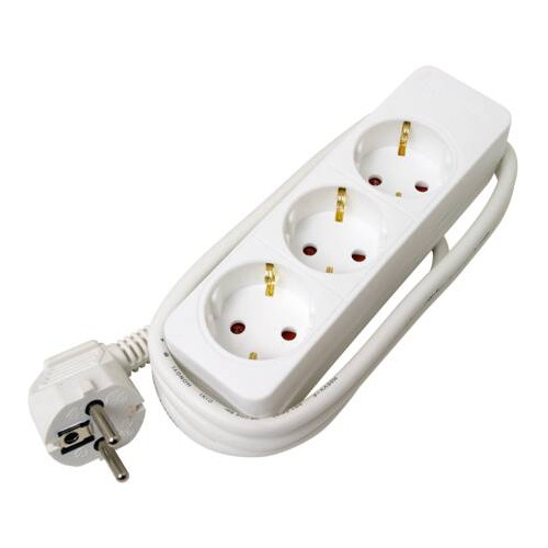 Solar Plus Vägguttag 10A Schuko 3 uttag med jord utan avstängare, 1,4 m...