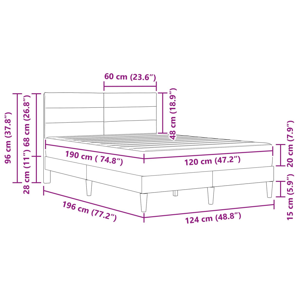 Produktbild för Sängram vidaXL Sängram Ljusgrå Ljusgrå 120 x 190 cm Polyester