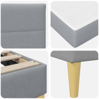 Produktbild för Sängram vidaXL Sängram Ljusgrå Ljusgrå 120 x 190 cm Polyester