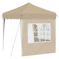 Produktbild för Pop-up Partytält 195 x 195 x 245 cm Gräddvit Oxford Tyg