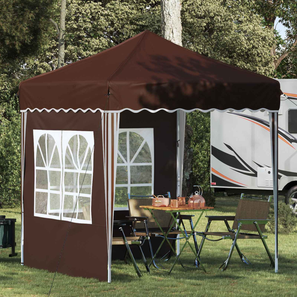 Produktbild för Pop-up Partytält 195 x 195 x 245 cm Brun Oxford Tyg
