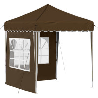 Produktbild för Pop-up Partytält 195 x 195 x 245 cm Brun Oxford Tyg