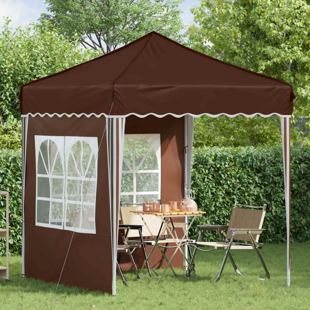 Produktbild för Pop-up Partytält 195 x 195 x 245 cm Brun Oxford Tyg
