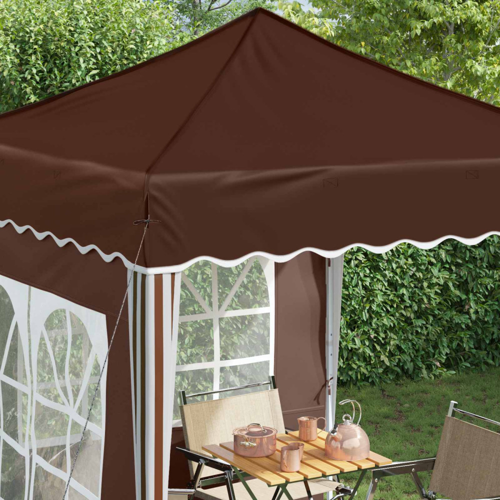 Produktbild för Pop-up Partytält 195 x 195 x 245 cm Brun Oxford Tyg