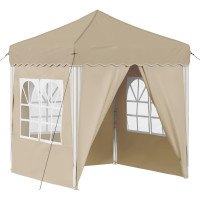 Produktbild för Pop-up Partytält 195 x 195 x 245 cm Gräddvit Oxford Tyg