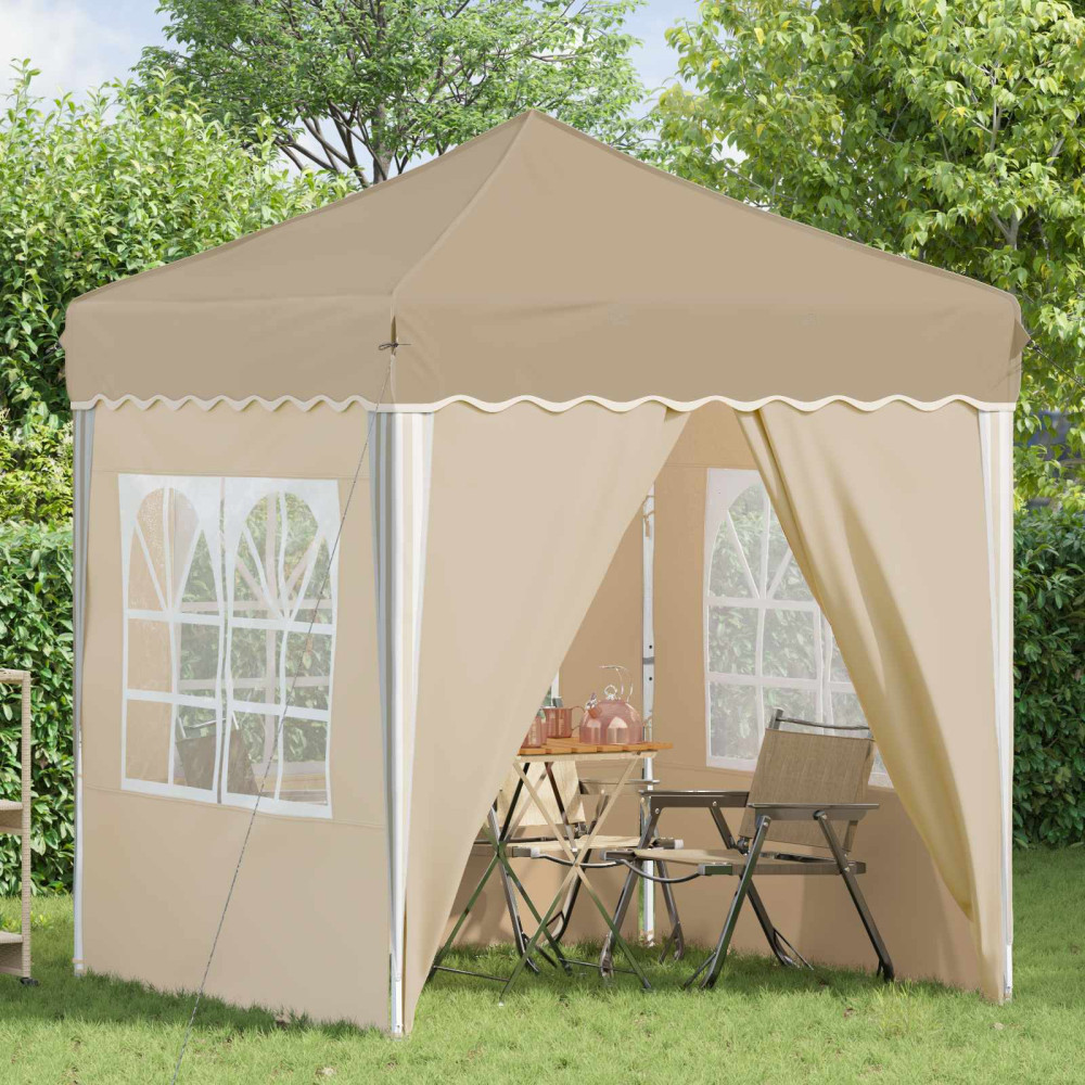 Produktbild för Pop-up Partytält 195 x 195 x 245 cm Gräddvit Oxford Tyg