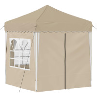 Produktbild för Pop-up Partytält 195 x 195 x 245 cm Gräddvit Oxford Tyg