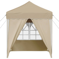 Produktbild för Pop-up Partytält 195 x 195 x 245 cm Gräddvit Oxford Tyg