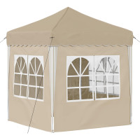 Produktbild för Pop-up Partytält 195 x 195 x 245 cm Gräddvit Oxford Tyg