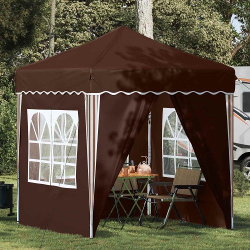 vidaXL Pop-up Partytält 195 x 195 x 245 cm Brun Oxford Tyg