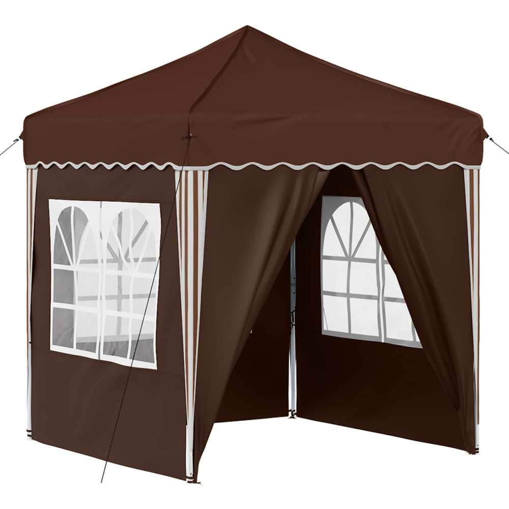 Produktbild för Pop-up Partytält 195 x 195 x 245 cm Brun Oxford Tyg