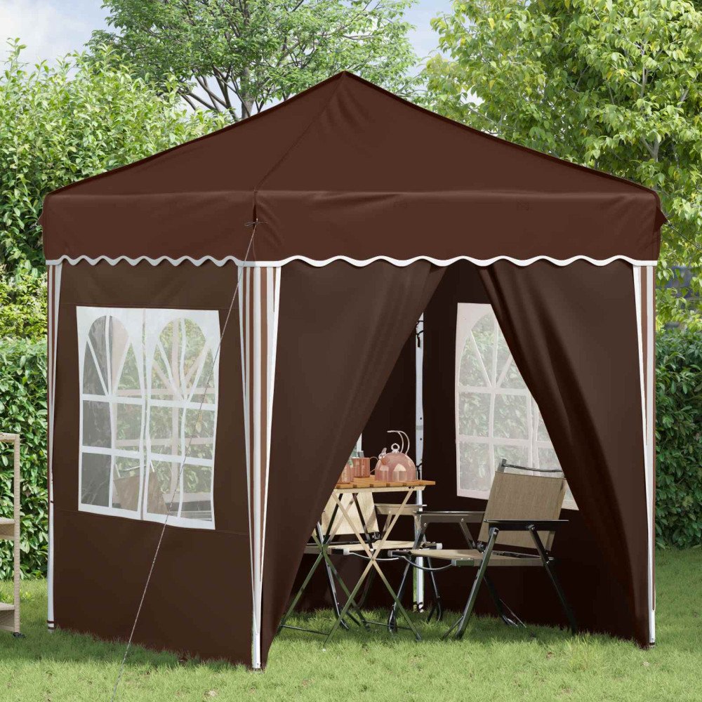 Produktbild för Pop-up Partytält 195 x 195 x 245 cm Brun Oxford Tyg
