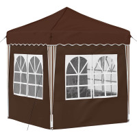 Produktbild för Pop-up Partytält 195 x 195 x 245 cm Brun Oxford Tyg