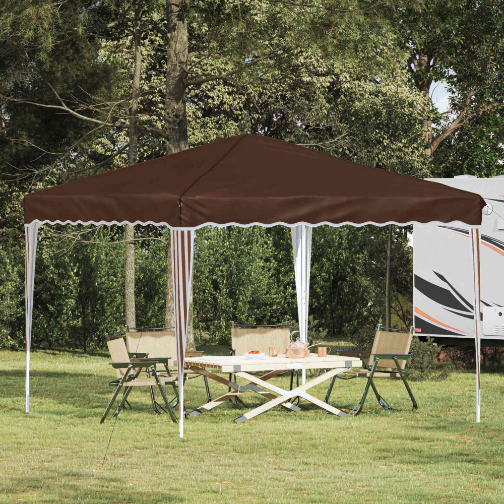 Produktbild för Pop-up Partytält 288 x 288 x 245 cm Brun Oxford Tyg