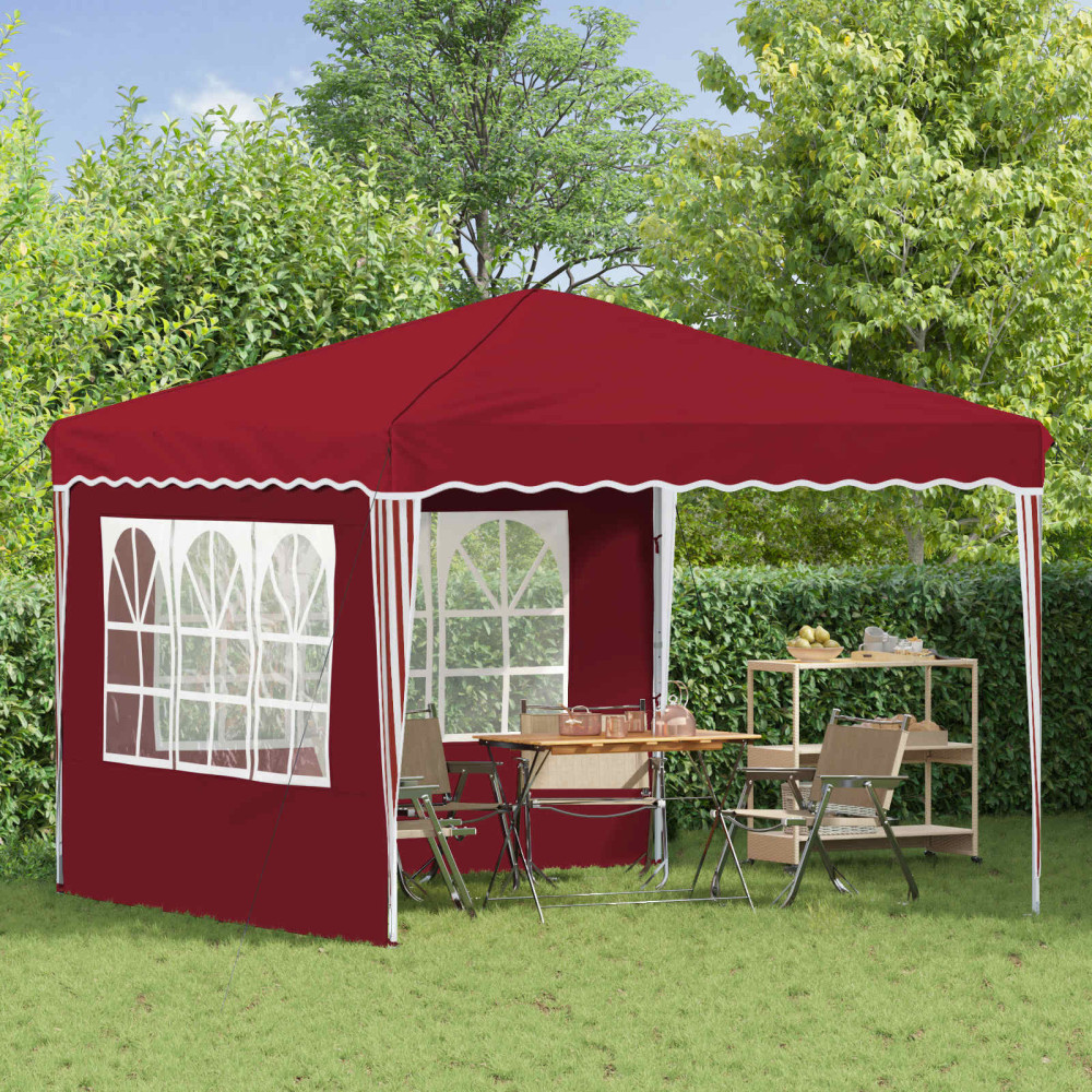 Produktbild för Pop-up Partytält 288 x 288 x 245 cm Vinröd Oxford Tyg