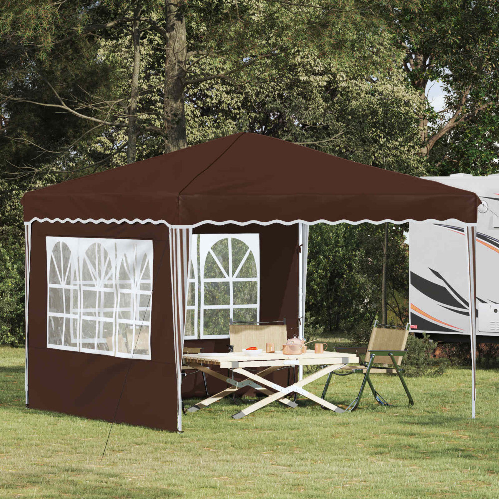 Produktbild för Pop-up Partytält 288 x 288 x 245 cm Brun Oxford Tyg