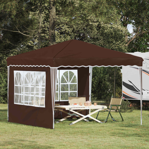 vidaXL Pop-up Partytält 288 x 288 x 245 cm Brun Oxford Tyg