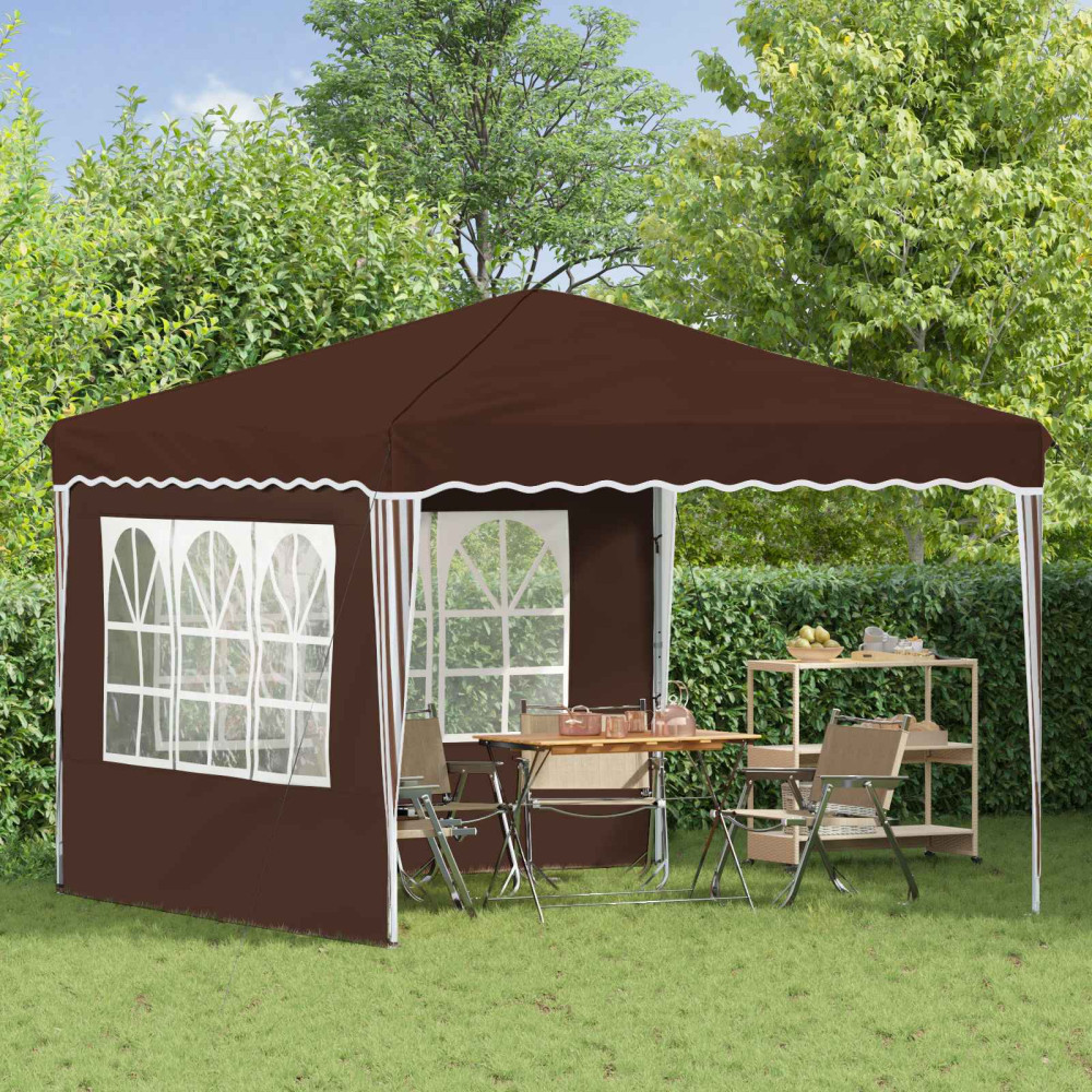 Produktbild för Pop-up Partytält 288 x 288 x 245 cm Brun Oxford Tyg