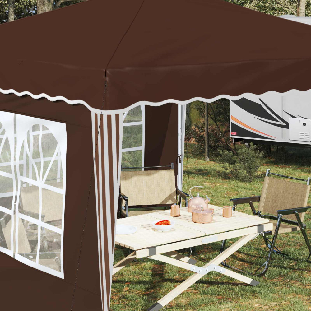 Produktbild för Pop-up Partytält 288 x 288 x 245 cm Brun Oxford Tyg