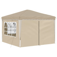 Produktbild för Pop-up Partytält 288 x 288 x 245 cm Gräddvit Oxford Tyg
