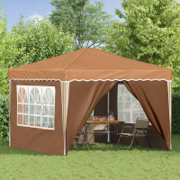 Produktbild för Pop-up Partytält 288 x 288 x 245 cm Beige Oxford Tyg