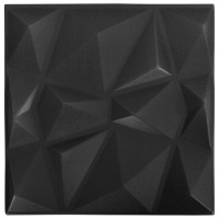 Produktbild för Väggpaneler 48 pcs Diamond Svart 50 x 50 cm XPS Skum