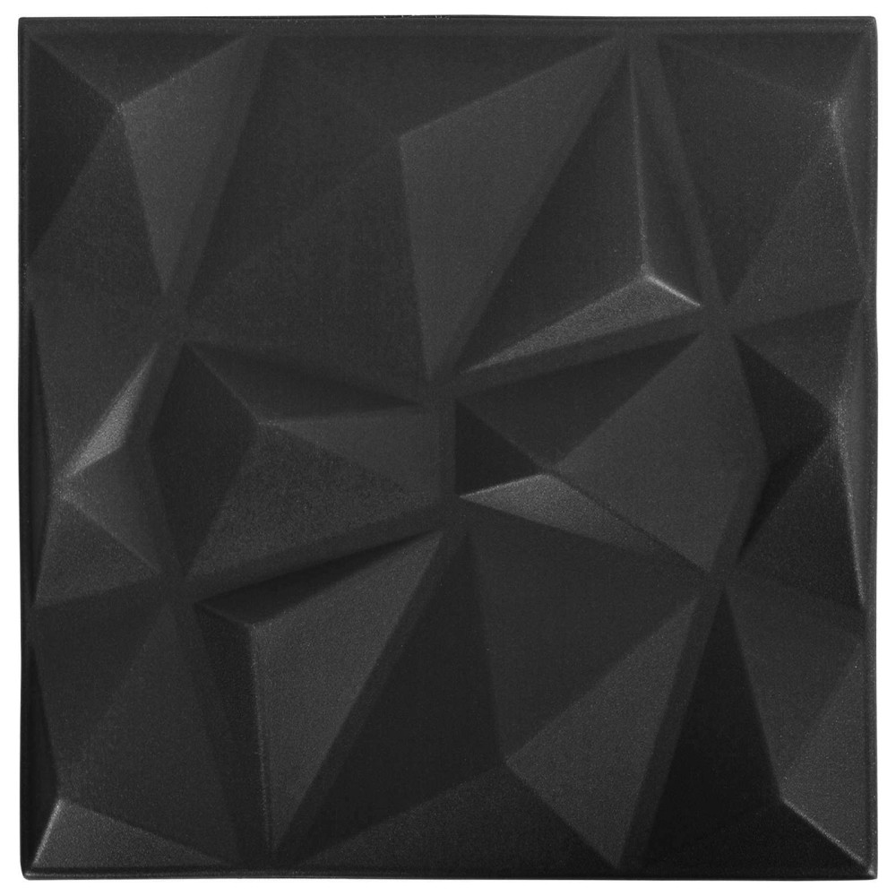 Produktbild för Väggpaneler 12 pcs Origami Svart 50 x 50 cm XPS Skum