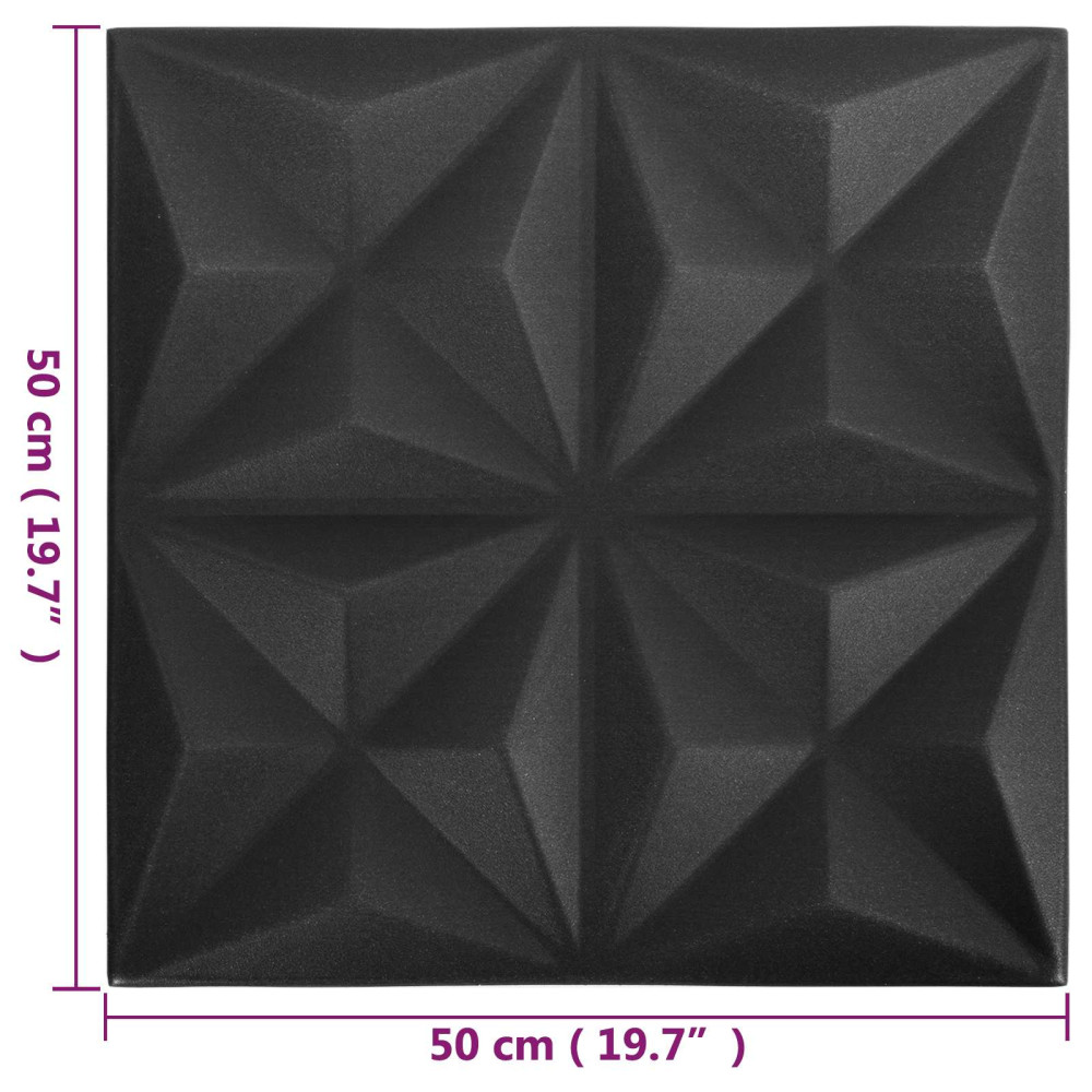 Produktbild för Väggpaneler 48 pcs Origami Svart 50 x 50 cm XPS Skum