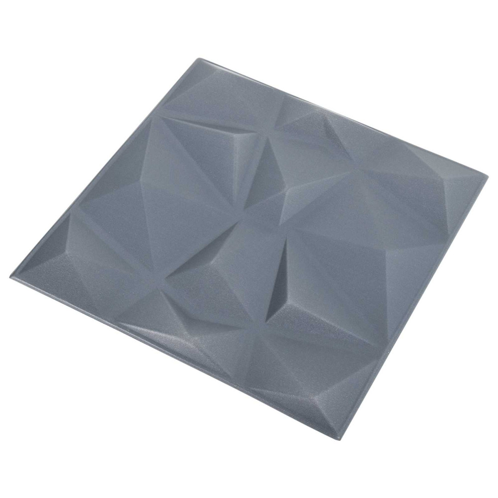 Produktbild för Väggpaneler 12 pcs Diamond Grå 50 x 50 cm XPS Skum