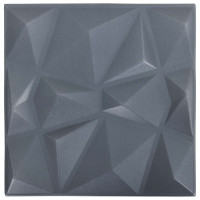 Produktbild för Väggpaneler 12 pcs Diamond Grå 50 x 50 cm XPS Skum