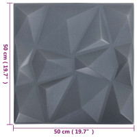 Produktbild för Väggpaneler 12 pcs Diamond Grå 50 x 50 cm XPS Skum