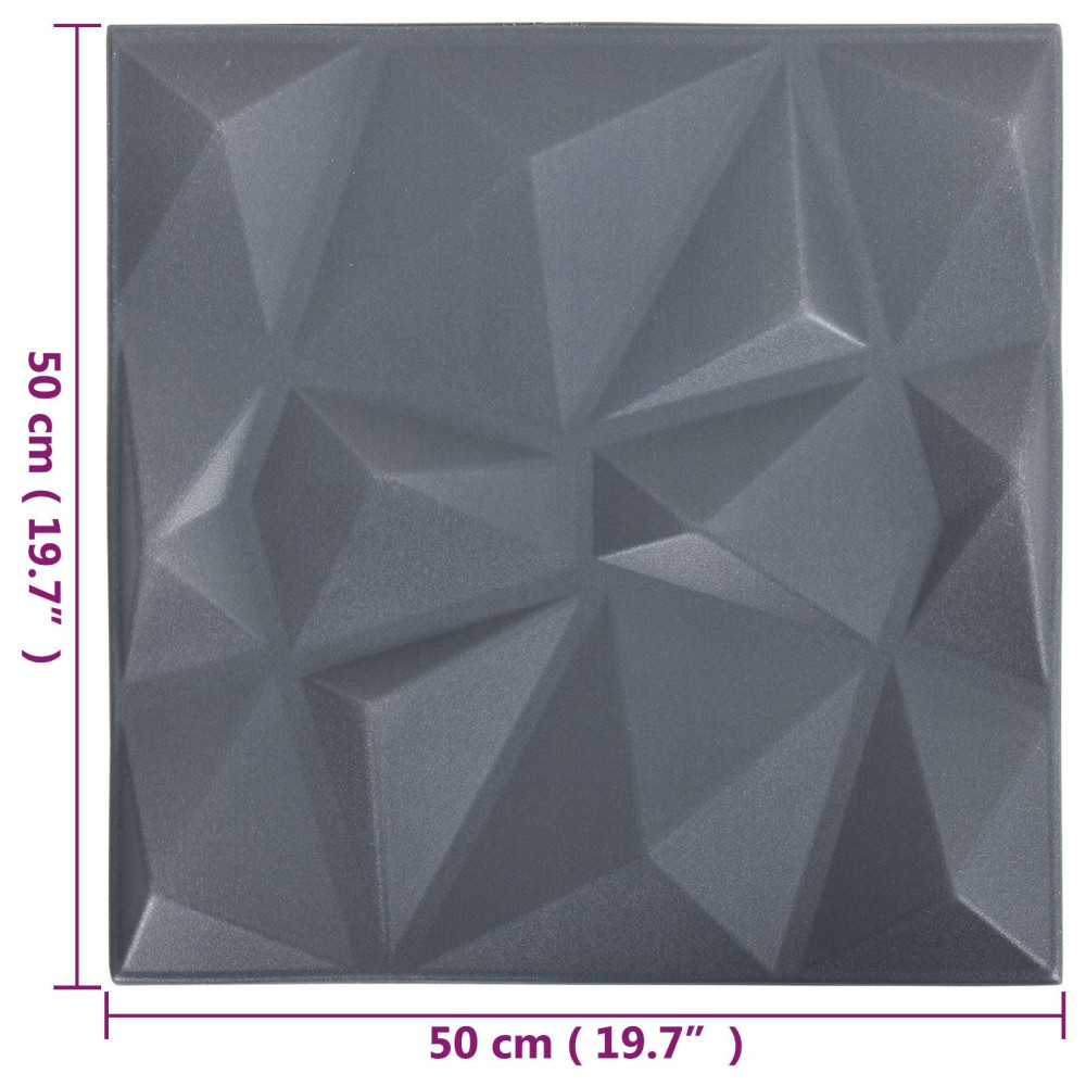 Produktbild för Väggpaneler 48 pcs Diamond Grå 50 x 50 cm XPS Skum