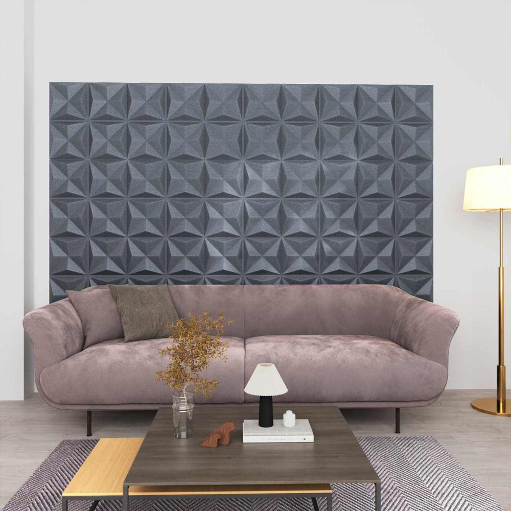 Produktbild för Väggpaneler 24 pcs Origami Grå 50 x 50 cm XPS Skum