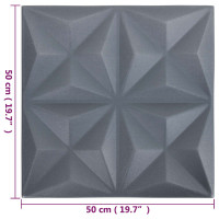 Produktbild för Väggpaneler 24 pcs Origami Grå 50 x 50 cm XPS Skum