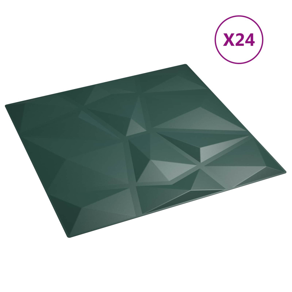 Produktbild för Väggpaneler 24 pcs Grön 50 x 50 cm XPS Skum