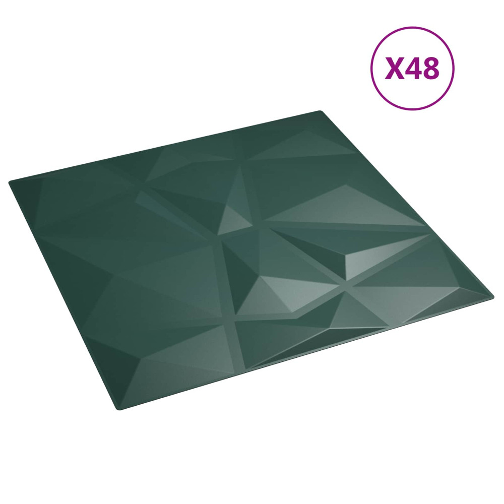 Produktbild för Väggpaneler 48 pcs Grön 50 x 50 cm XPS Skum