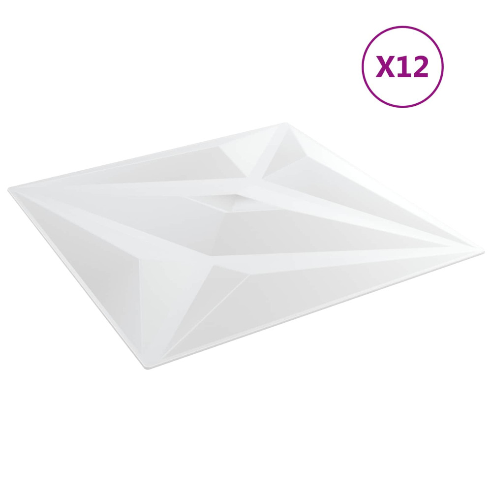 Produktbild för Väggpaneler Stjärna 12 pcs Vit Star 50 x 50 cm XPS Skum