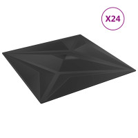 Produktbild för Väggpaneler Stjärna 24 pcs Svart Star 50 x 50 cm XPS Skum