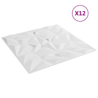 Produktbild för Väggpaneler 12 pcs Vit 50 x 50 cm XPS Skum