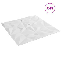 Produktbild för Väggpaneler 48 pcs Vit 50 x 50 cm XPS Skum