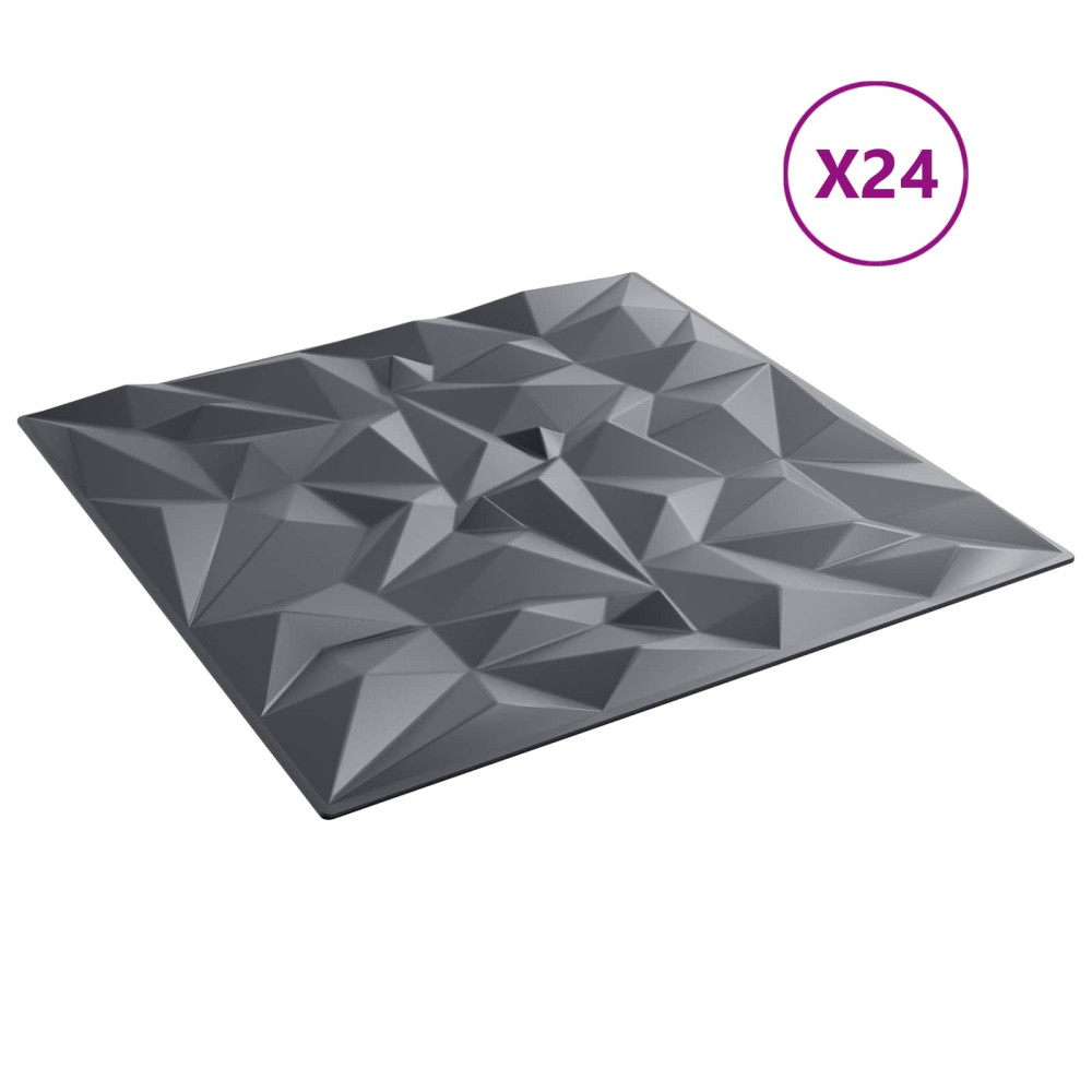Produktbild för Väggpaneler 24 pcs Amethyst Grå 50 x 50 cm XPS Skum